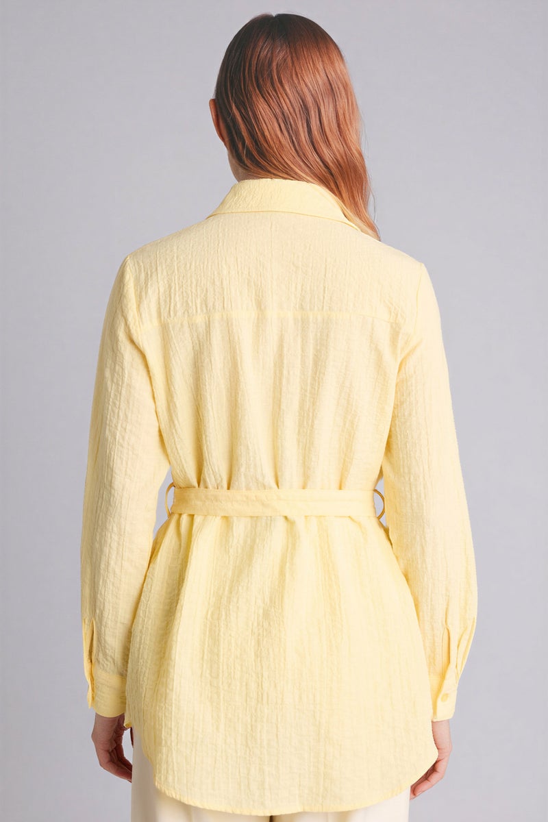 DeFacto Yellow Woman Regular Fit Wowen Fabrics Long Sleeve Tunic Casual - Image 5